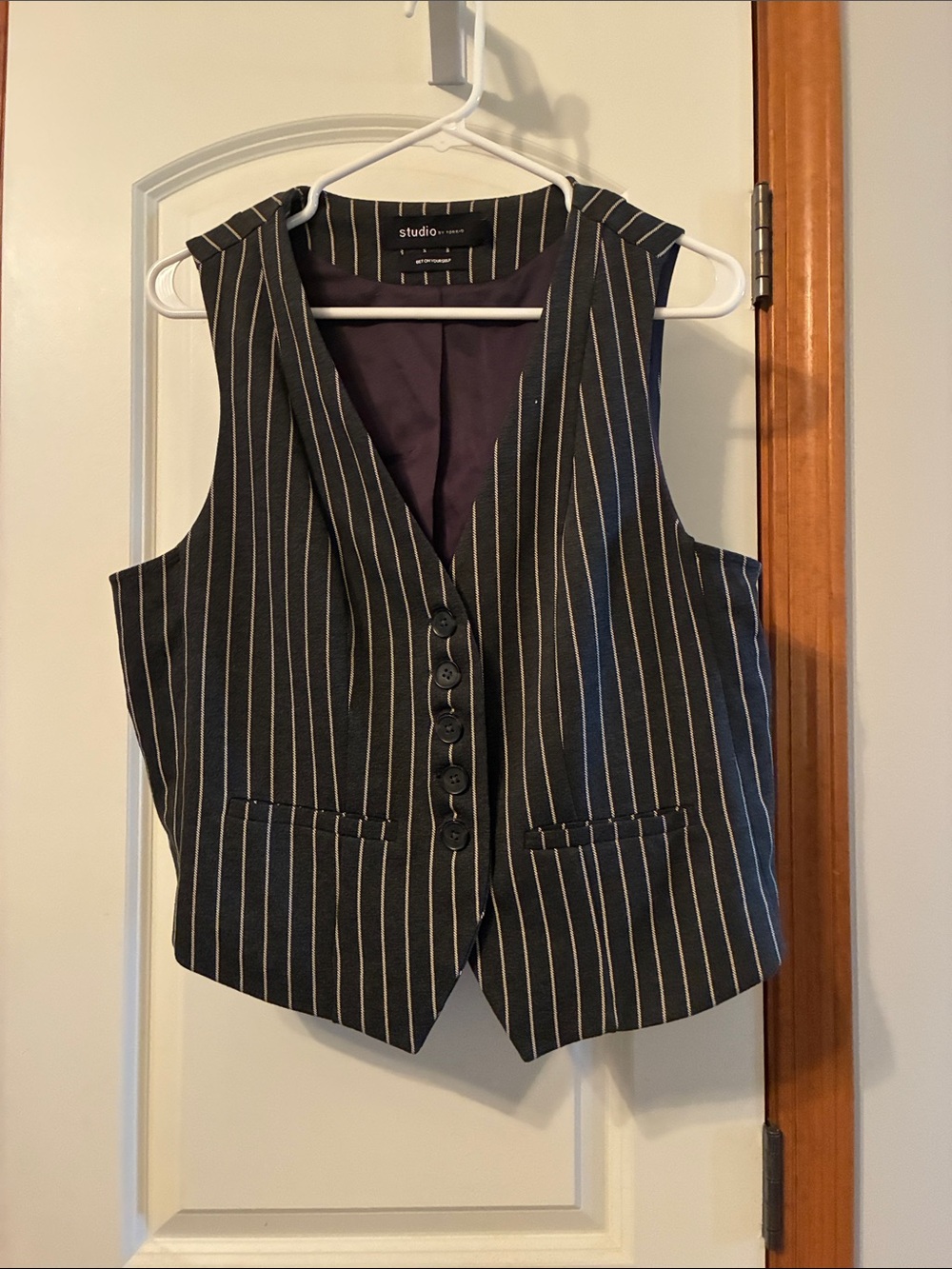 Studio Black Pinstripe Women's Tailored Vest